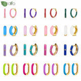 Colorful Enamel Hoop Earrings 925 Silver