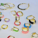 Colorful Enamel Hoop Earrings 925 Silver
