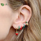 Colorful Enamel Hoop Earrings 925 Silver