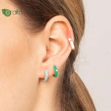 Colorful Enamel Hoop Earrings 925 Silver