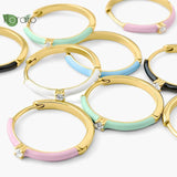 Colorful Enamel Hoop Earrings 925 Silver