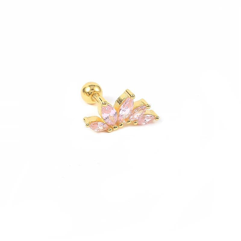 Pink Zircon Ear Studs 925 Sterling Silver Lightning Stud Earrings for Women