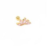 Pink Zircon Ear Studs 925 Sterling Silver Lightning Stud Earrings for Women