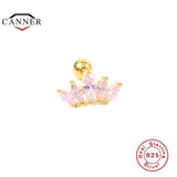Pink Zircon Ear Studs 925 Sterling Silver Lightning Stud Earrings for Women
