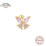 Pink Zircon Ear Studs 925 Sterling Silver Lightning Stud Earrings for Women