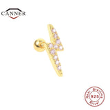 Pink Zircon Ear Studs 925 Sterling Silver Lightning Stud Earrings for Women