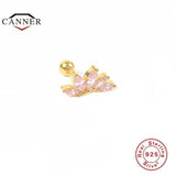 Pink Zircon Ear Studs 925 Sterling Silver Lightning Stud Earrings for Women