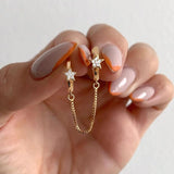 Sterling Silver Tassel Earrings with Zircon Star Pendants