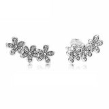925 Silver Earring Daisy Clusters Tree of Love Crystal Women Jewelry