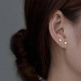 925 Silver Aurora Small Stud Earrings Women Classic Minimalist Jewelry