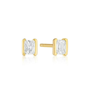 925 Silver Emerald Green CZ Square Stud Earrings for Women