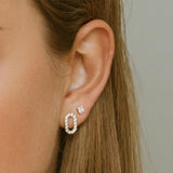 925 Silver Emerald Green CZ Square Stud Earrings for Women