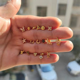 CZ Zircon Threaded Piercing Women's Stud Earrings