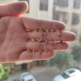 CZ Zircon Threaded Piercing Women's Stud Earrings