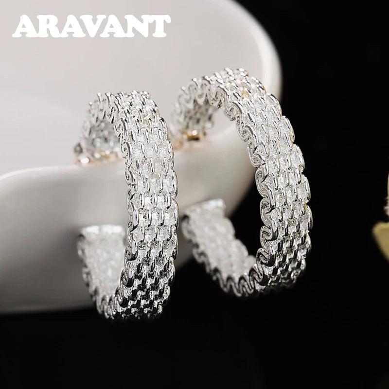 925 Silver Circle Hoop Earring Women Jewelry