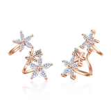 925 Silver Snowflake Wave Stud Earrings Zircon Crystal Women Wedding Jewelry