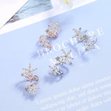 925 Silver Snowflake Wave Stud Earrings Zircon Crystal Women Wedding Jewelry