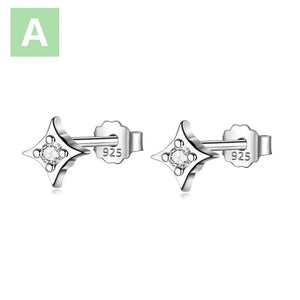 Davis 925 Silver Eye CZ Stud Earrings Women Wedding Party Jewelry