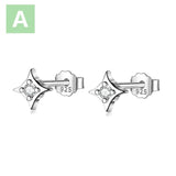 Davis 925 Silver Eye CZ Stud Earrings Women Wedding Party Jewelry