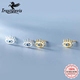 Davis 925 Silver Eye CZ Stud Earrings Women Wedding Party Jewelry