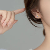 Davis 925 Silver Eye CZ Stud Earrings Women Wedding Party Jewelry