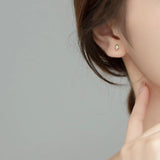 Davis 925 Silver Eye CZ Stud Earrings Women Wedding Party Jewelry