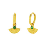 Sterling Silver Emerald Peacock Hoop Earrings
