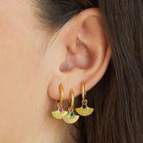 Sterling Silver Emerald Peacock Hoop Earrings