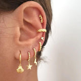 Sterling Silver Emerald Peacock Hoop Earrings