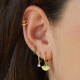 Sterling Silver Emerald Peacock Hoop Earrings
