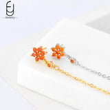 925 Silver Earrings Orange/Yellow Crystal Pendants Hoops High Jewelry