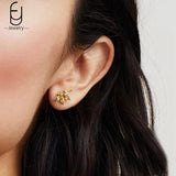 925 Silver Earrings Orange/Yellow Crystal Pendants Hoops High Jewelry