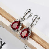 Yuzuk Women's 925 Sterling Silver Drop Earrings Red Olive Zircon Wedding