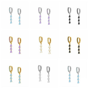 Delicate Zircon Charms Dangle Earrings Crystal Pendant Circle Earrings
