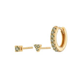 925 Silver Olive Green Zircon Hoop Earrings With Crystal Charm Pendant
