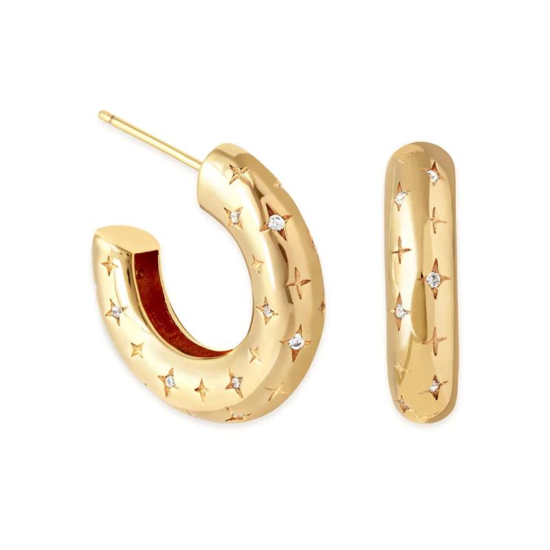 925 Silver Geometric C Crystal CZ Earrings for Women