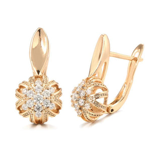 585 Rose Gold Zircon Hoop Earrings for Wedding