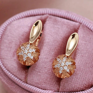 585 Rose Gold Zircon Hoop Earrings for Wedding