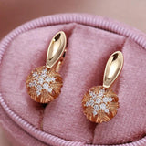 585 Rose Gold Zircon Hoop Earrings for Wedding