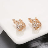 585 Rose Gold Zircon Hoop Earrings for Wedding
