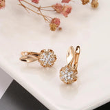 585 Rose Gold Zircon Hoop Earrings for Wedding