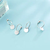 925 Silver Wafer Charm Hoop Earrings Geometry Personality Accessories