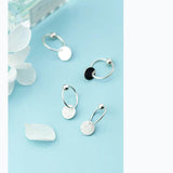 925 Silver Wafer Charm Hoop Earrings Geometry Personality Accessories