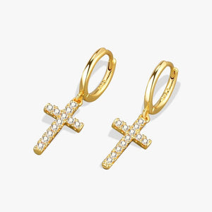925 Sterling Silver CZ Cross Earrings for Women