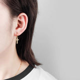 925 Sterling Silver CZ Cross Earrings for Women