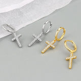 925 Sterling Silver CZ Cross Earrings for Women