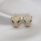 Korea Jewelry 14K Zircon Leopard Earrings Women's Party Accessories