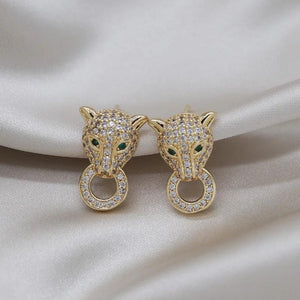 Korea Jewelry 14K Zircon Leopard Earrings Women's Party Accessories