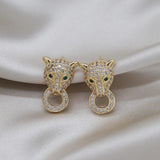 Korea Jewelry 14K Zircon Leopard Earrings Women's Party Accessories