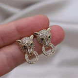 Korea Jewelry 14K Zircon Leopard Earrings Women's Party Accessories